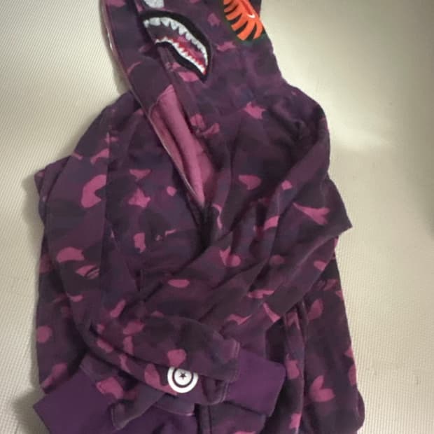베이프 카모 샤크 후드집업 퍼플 S
