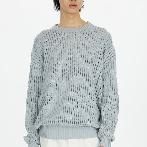 유스 youth 플라워 크루넥 니트 블루 M