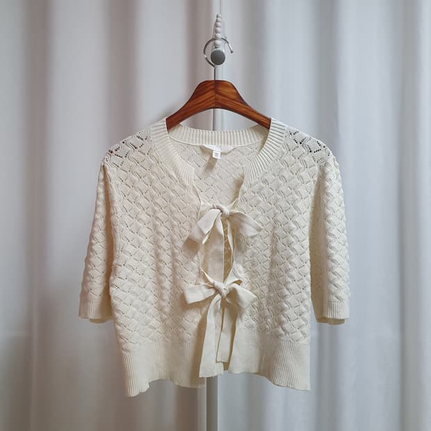 H&M 리본 크롭 가디건
