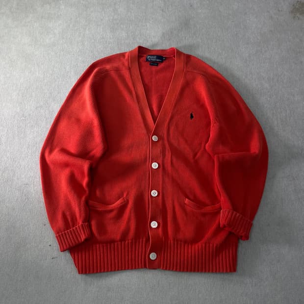 100 폴로랄프로렌 90s 신한인터네셔널 주황 가디건
