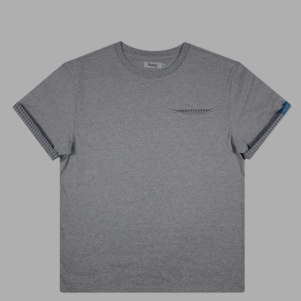 휴이 Check Rollup Tee Grey