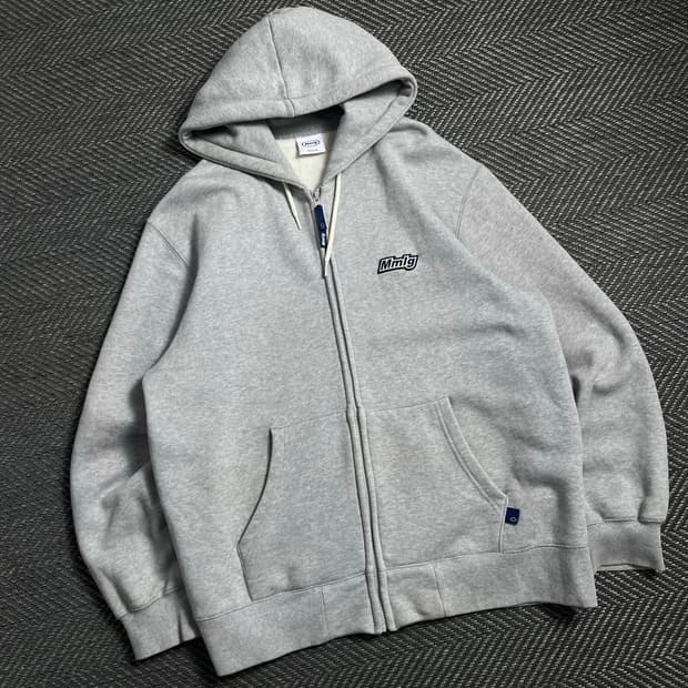Mmlg 자수로고 박시핏 후드 집업 그레이y 4732