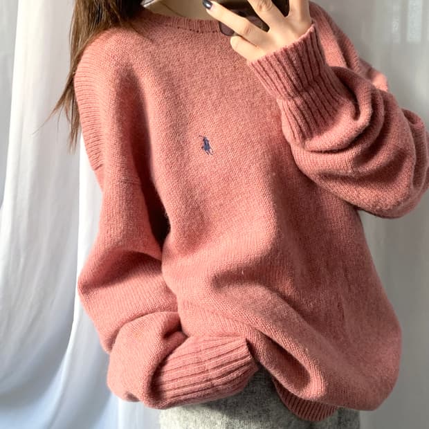 Polo 폴로 랄프로렌 살몬핑크 울 니트
