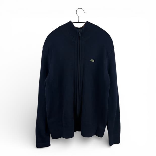 5) 라코스테 울 니트 집업 네이비