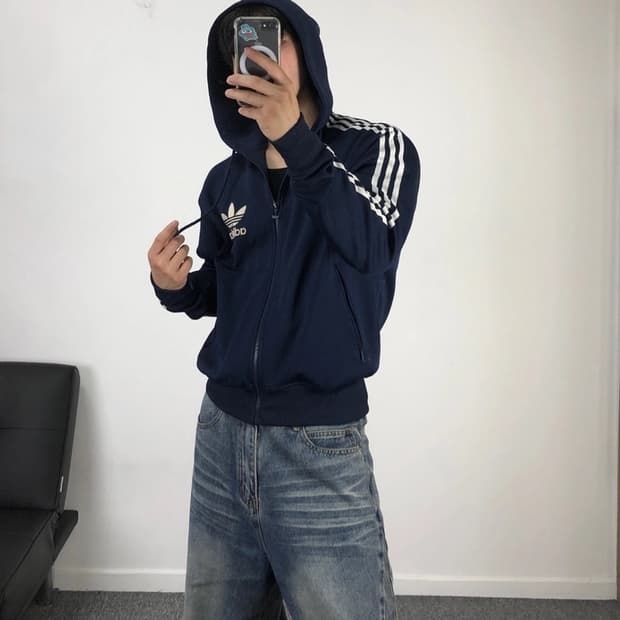 아디다스 크롭 3stripes 빈티지 후드져지