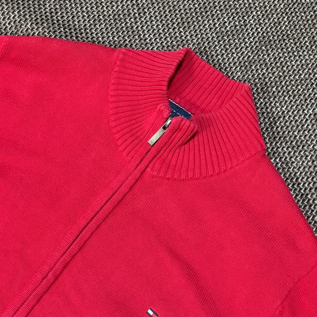 타미힐피거  레드 니트 집업