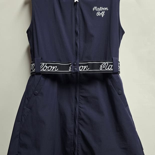 말본 골프 벨티드 우븐 플리츠 원피스 S