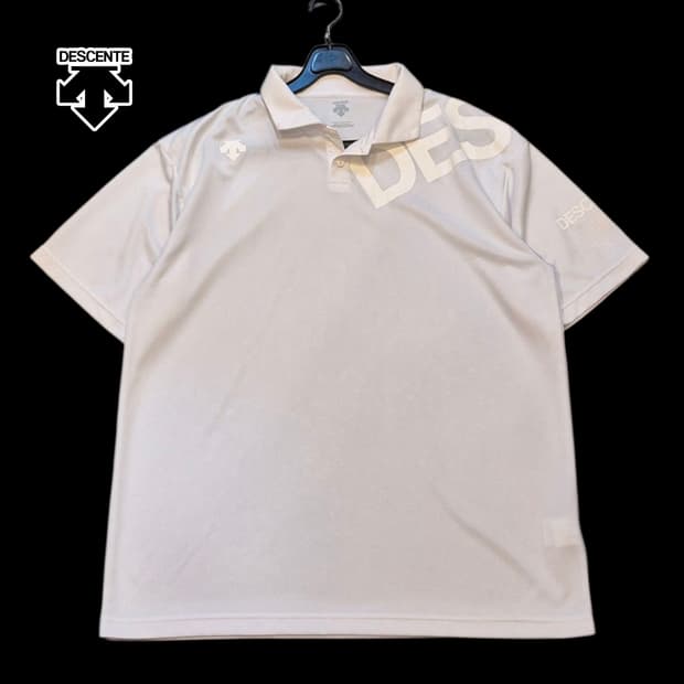 L~XL 데상트 화이트 기능성 반팔카라티셔츠 