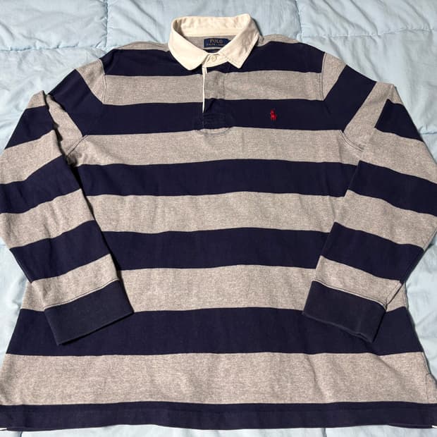 XL) 폴로 랄프로렌 스트라이프 럭비 티셔츠