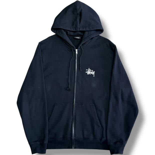 Stussy 베이직 블랙 후드집업