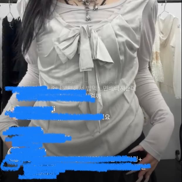 큐빈티지 대대장 리본 그레이 롱슬리브 페어리 파우닝 와이즈걸 레이어룸