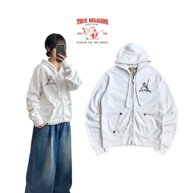 트루릴리전 Y2K 스컬 해골 락스타 후드집업 