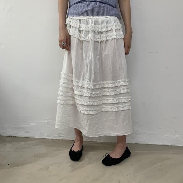 Frill linen layer skirt