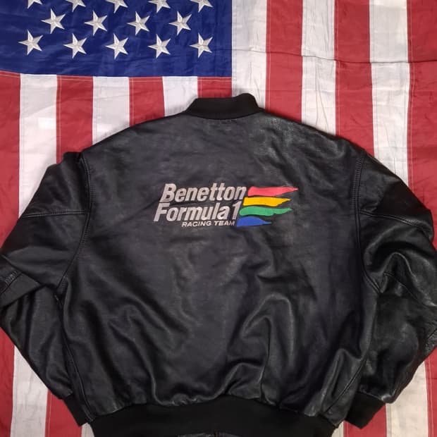 오리지날 80's 영국제조 베네통포뮬라 리얼레더 MA-1 항공자켓