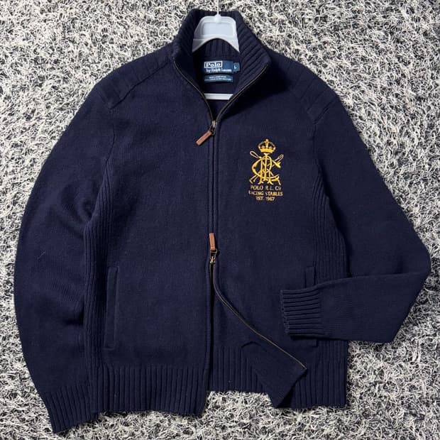 폴로 투웨이 크라운 로고 니트집업