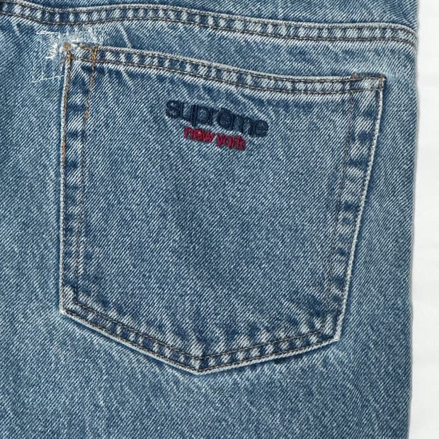 슈프림 배기진 워시드 인디고 -23fw