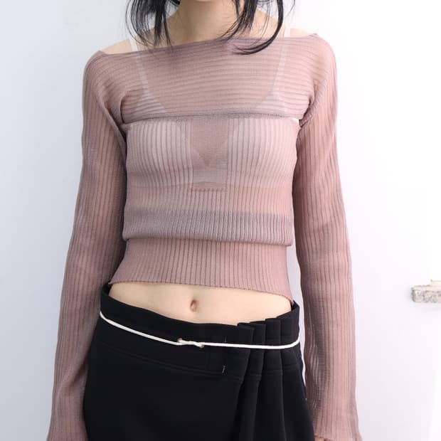 울리카상투스 쉬어 탱크 탑 핑크베이지