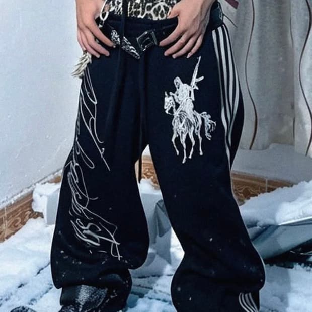 Leopard Waist Embroidery Wide Pants