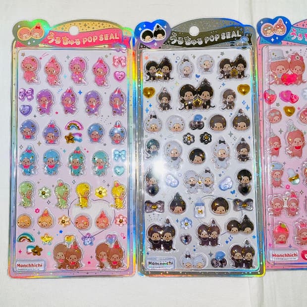 (새상품)몬치치 봉봉스티커 컬러&블랙