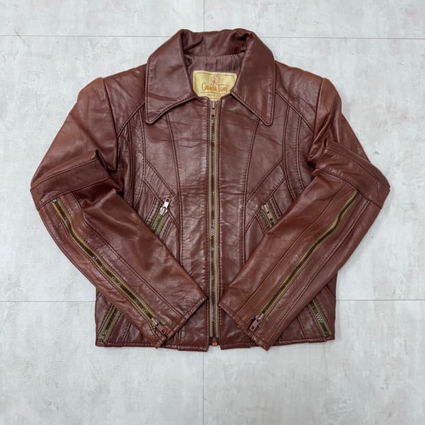 •Hongkong vintage 90s  리얼 레더 자켓 브라운