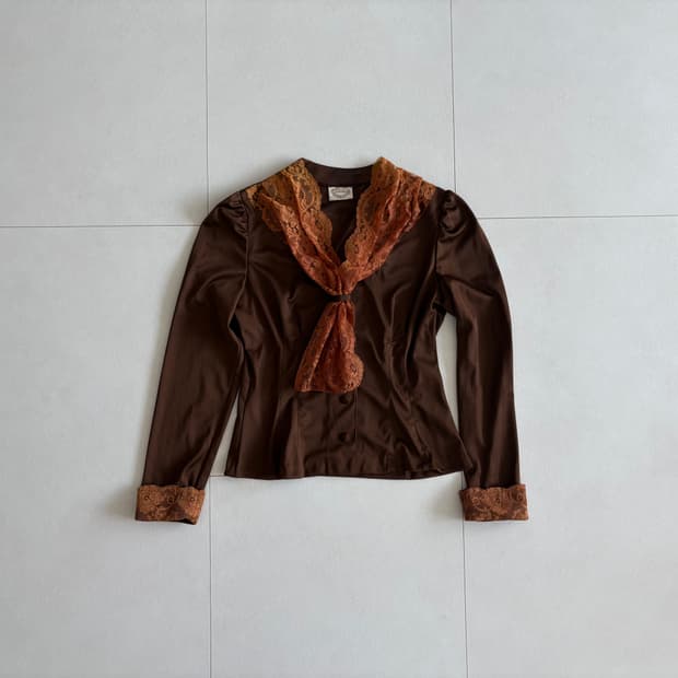 lace tie-neck blouse