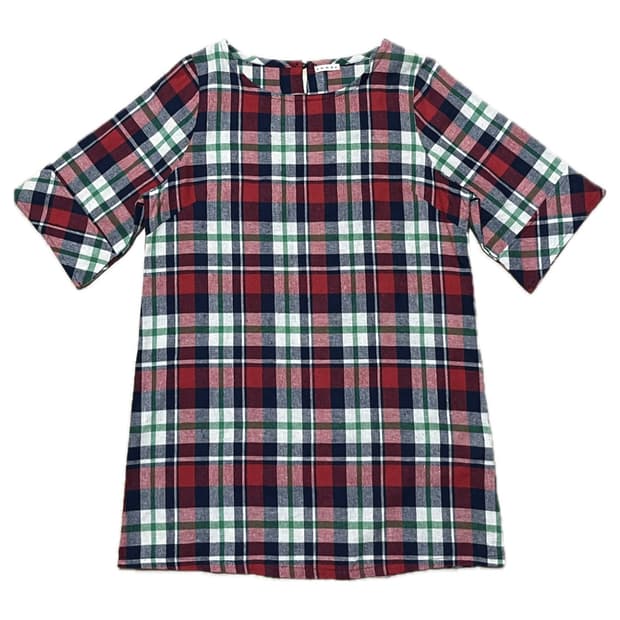 타탄 체크 7부 원피스