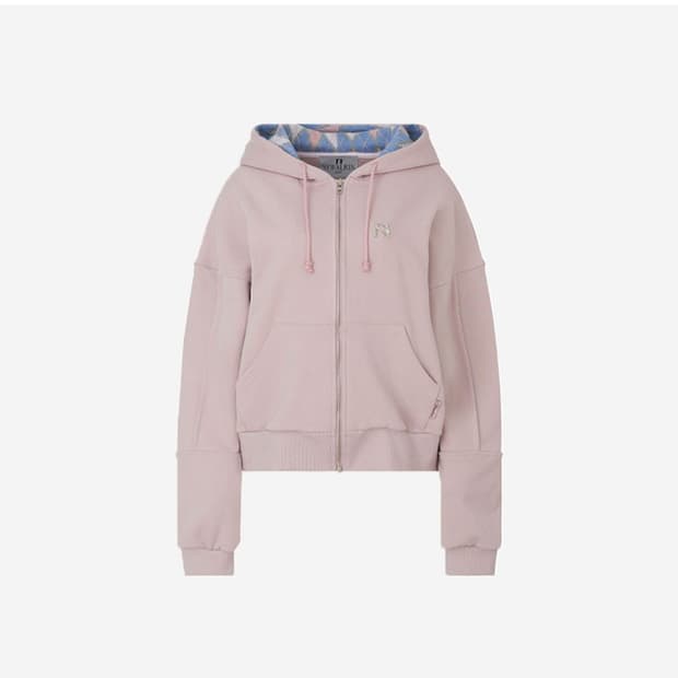 삽니다)뉴얼린 롤리팝 체크 후드집업 베이비핑크