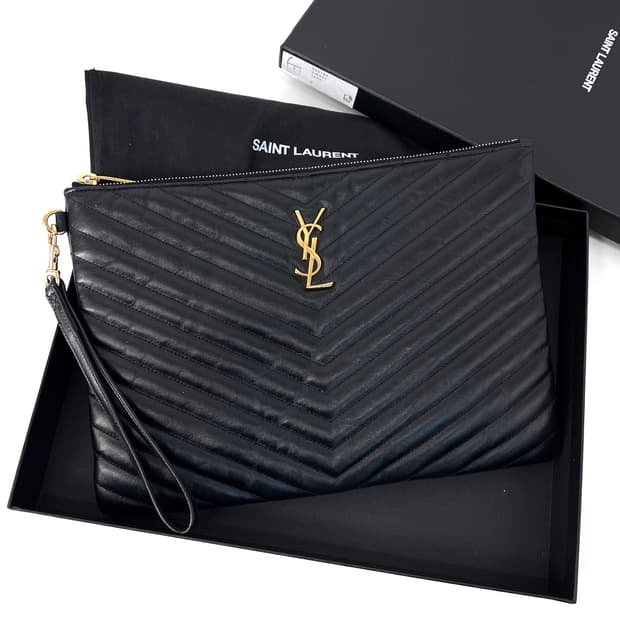 생로랑 모노그램 마틀라세 클러치백 블랙 (559193)