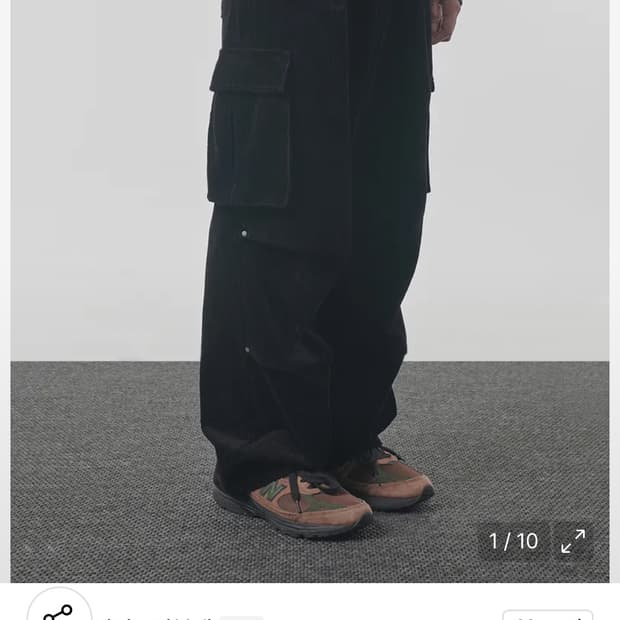 디미트리 블랙 코듀로이 원턱 파라슈트 카고 팬츠 무신사 빈티지 에이블리