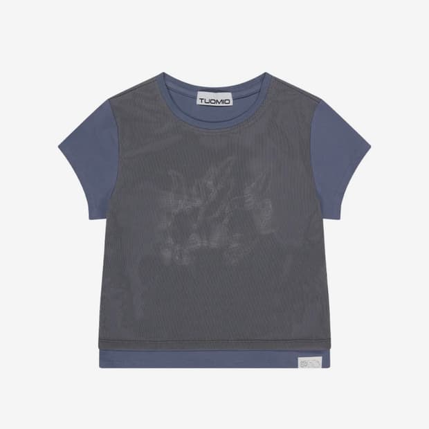 뚜오미오 반팔 MESH LAYERED GRAPHIC T-SHIRT