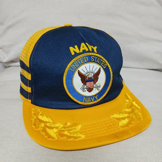 빈티지 US NAVY 월계수 자수  mash cap  