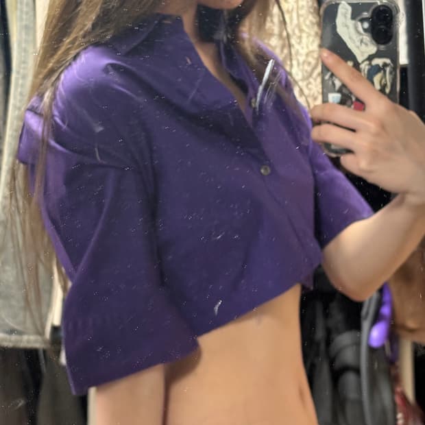 Ralph Lauren purple crop shirt 랄프로렌 크롭