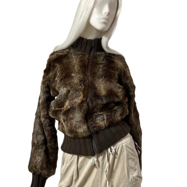 빈티지 아크릴 퍼 가디건