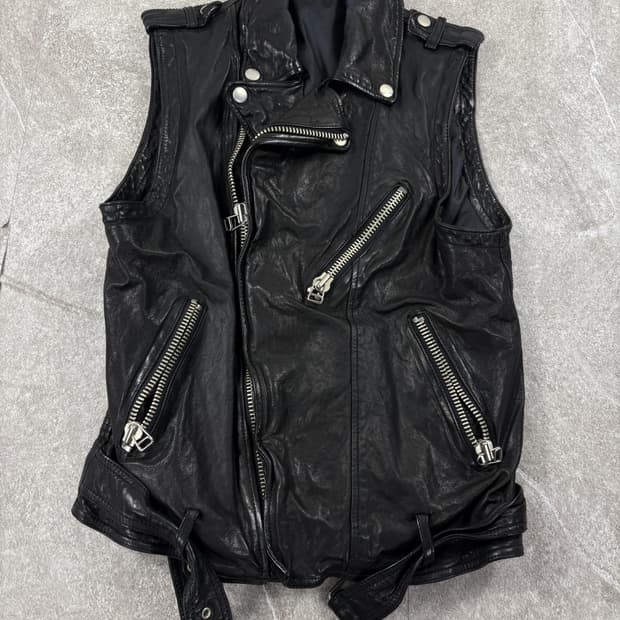 Vintage Sheep Leather Vest Jacket    