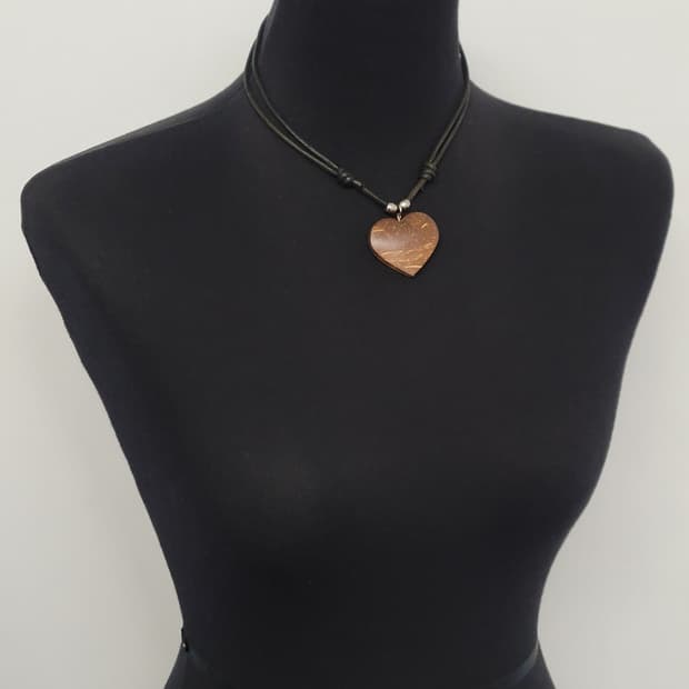 wood heart necklace