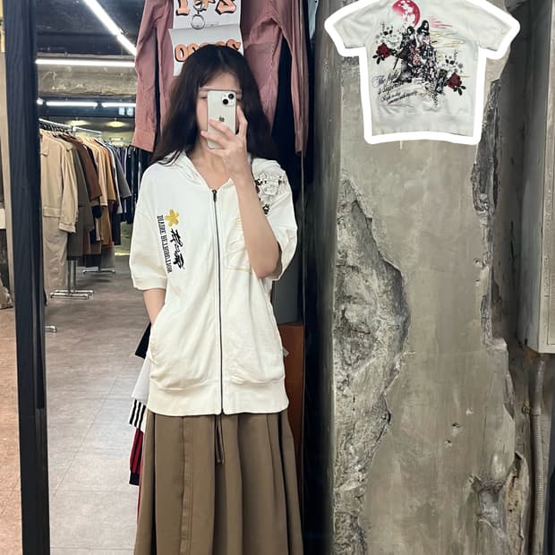 오리엔탈 디바인 사무라이걸 레터링 후드집업 화이트 M #csz3005