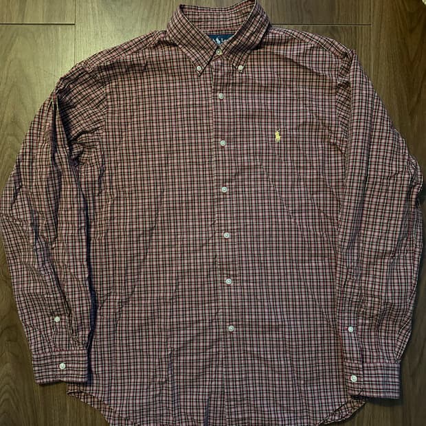 빈티지 폴로 체크셔츠 라지