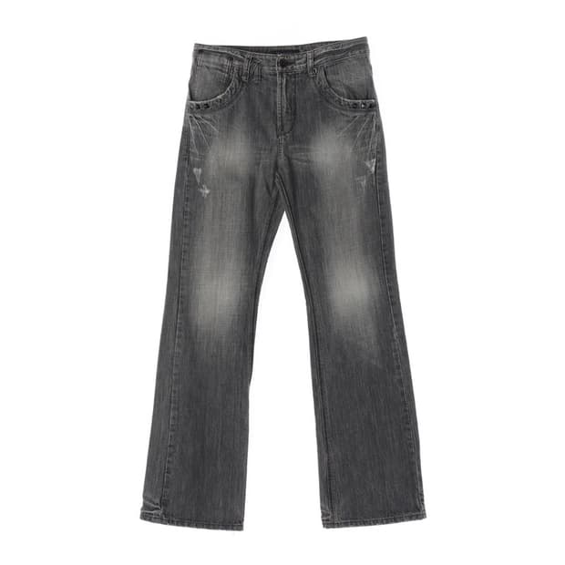NOTON 그레이 워싱 세미 부츠컷 데님 팬츠 L