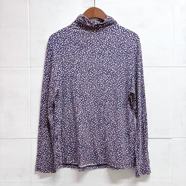 키치 도트 퍼플 목폴라 탑 롱 슬리브 (Made In JAPAN) 