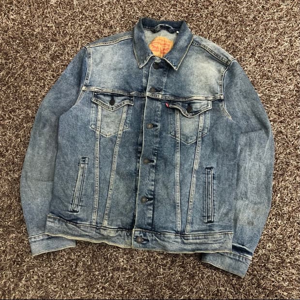 리바이스워시드 데님 트러커 자켓 청자켓