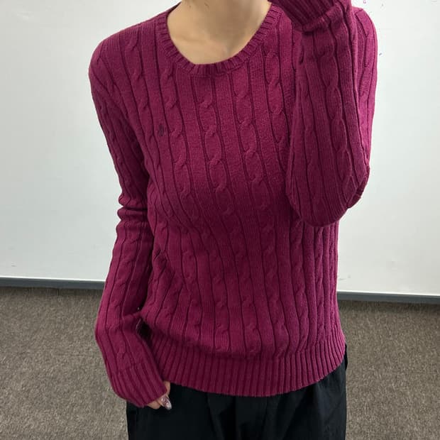 Polo 폴로 버건디 포니 케이블니트 