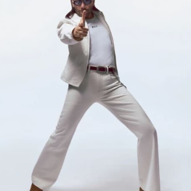 (새상품) 노홍철 럭키가이 플레어 크림 데님 팬츠 34