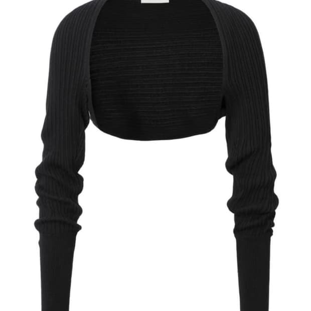 쓰리타임즈 골지 코튼 볼레로 블랙