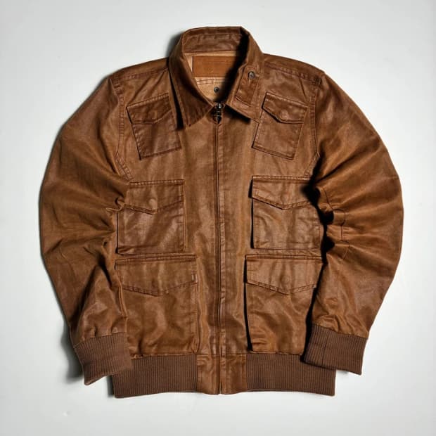 Selected 00's 멀티 포켓 브라운 가죽 자켓 R2200