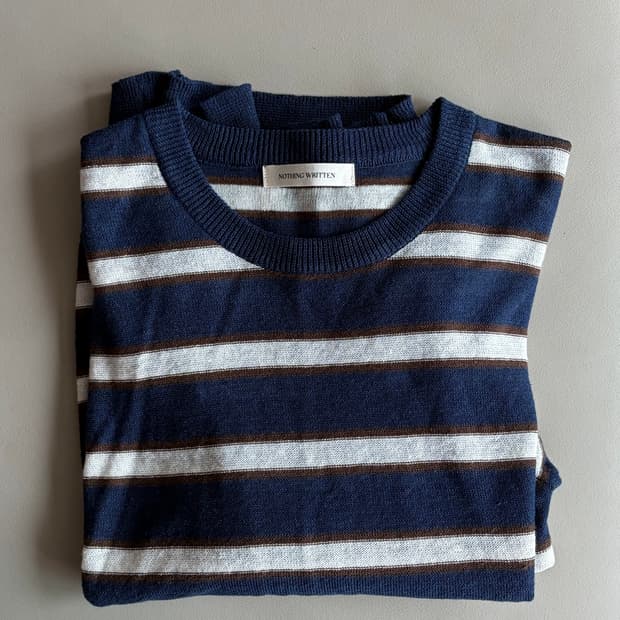 낫띵리튼 stripe round pullover (dark navy)