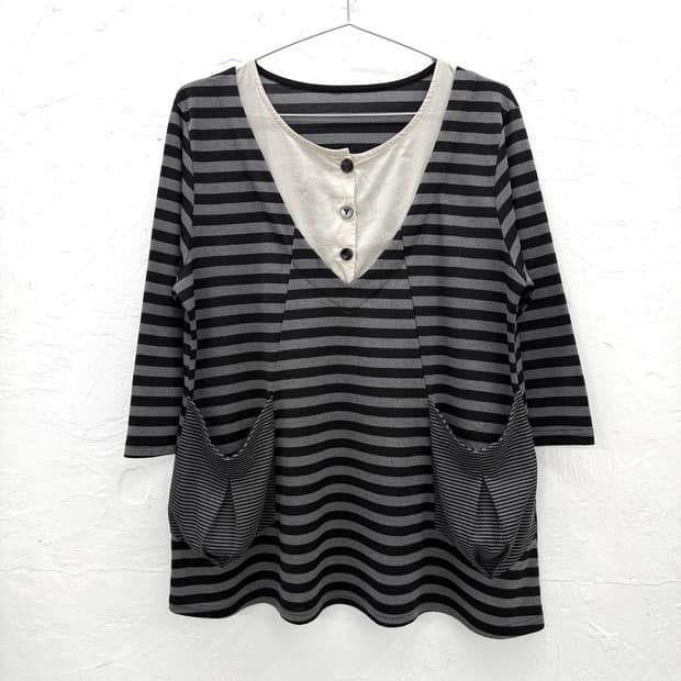 plaisir femme 레이어드 스트라이프 탑