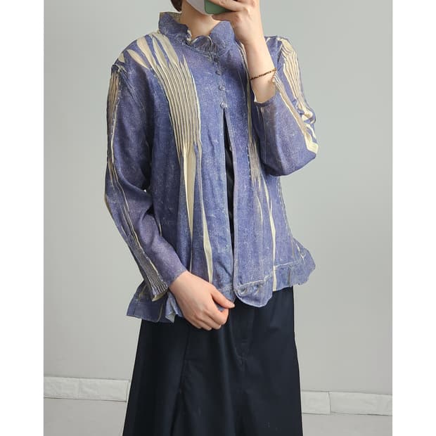 플리츠 트임 블라우스