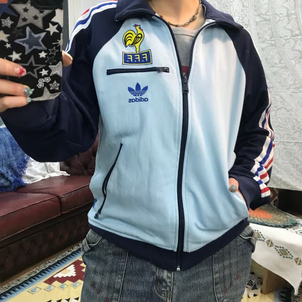 아디다스 프랑스 FFF1982 빈티지 저지 트랙탑 