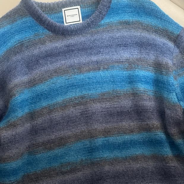 50 우영미 그라데이션 모헤어 니트 블루