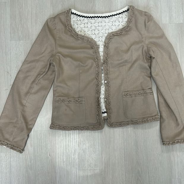 리버시블 빈티지 자켓 베이지 꽃패턴 화이트